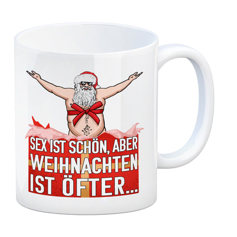 Sex ist schön aber Weihnachten ist öfter Kaffeebecher mit Weihnachtsmann