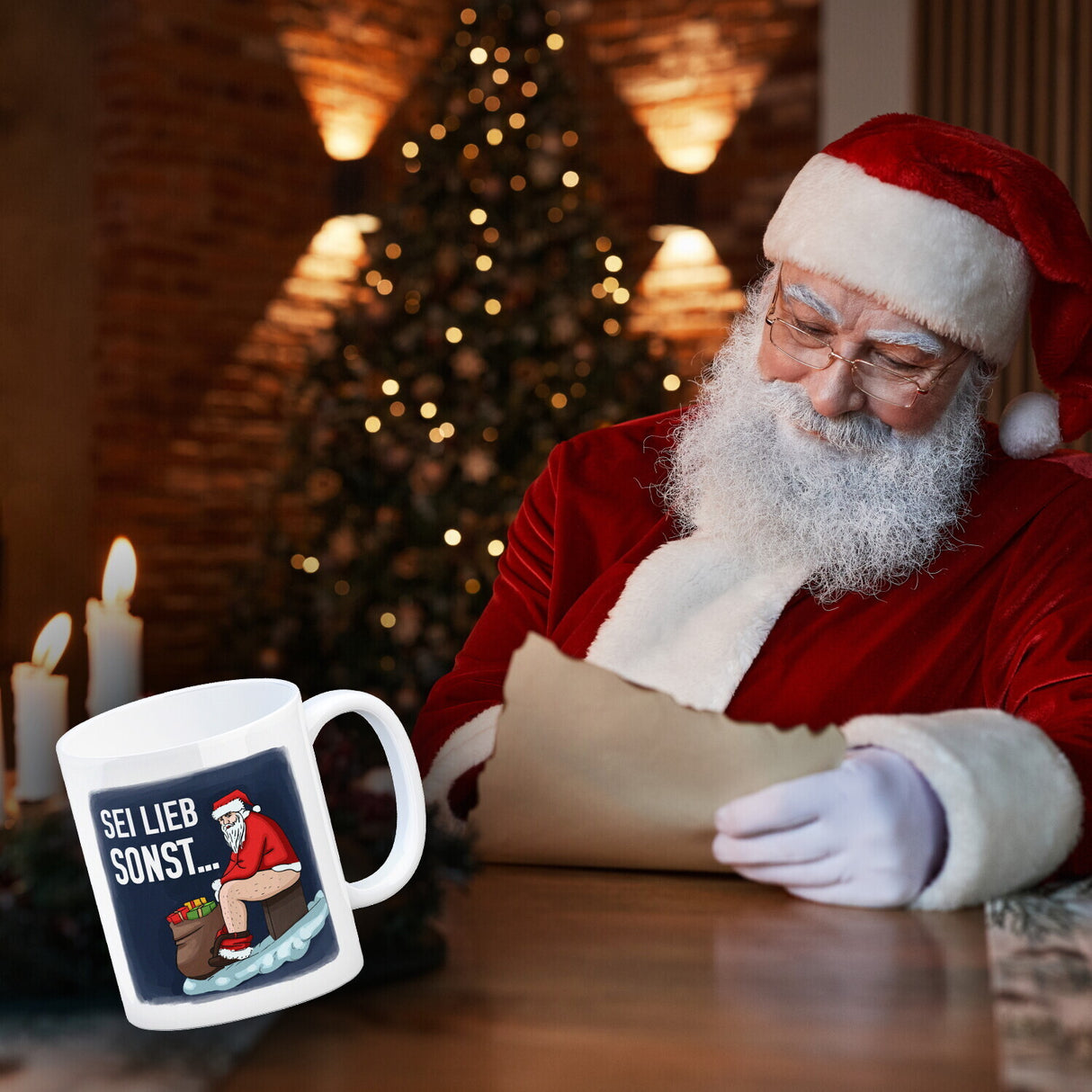 Sei lieb sonst… frecher Weihnachtsmann Kaffeebecher