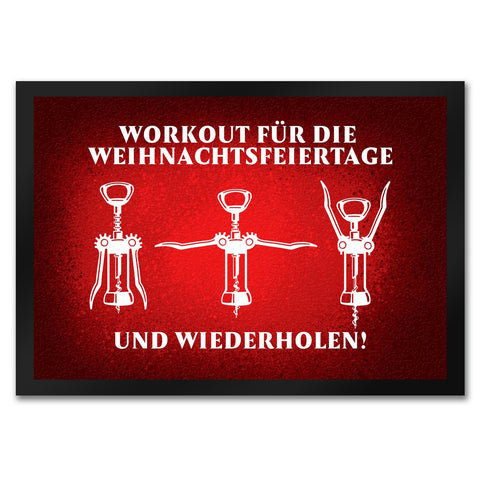 Weihnachtsfeiertage Wein Workout mit Korkenzieher Fußmatte