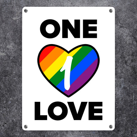 One Love Regenbogen Metallschild