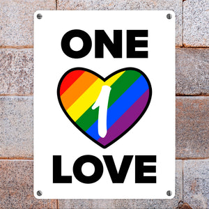 One Love Regenbogen Metallschild