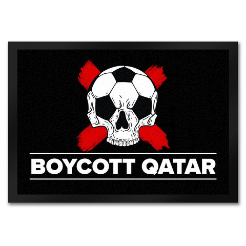 Boycott Qatar Fußmatte mit Fußball-Totenkopf
