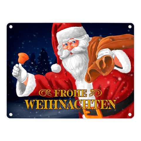 Frohe Weihnachten Weihnachtsmann Metallschild