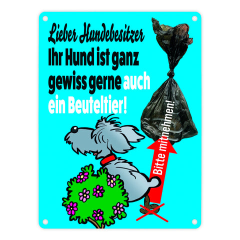 Kein Hundeklo Metallschild mit lustiger Illustration und Spruch