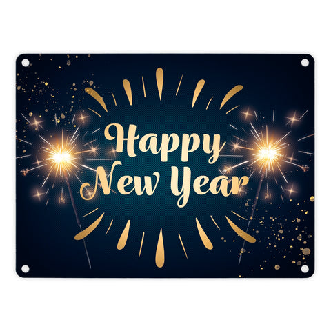 Wunderkerzen Happy New Year Metallschild