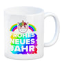 Frohes neues Jahr Regenbogen und Einhorn Kaffeebecher