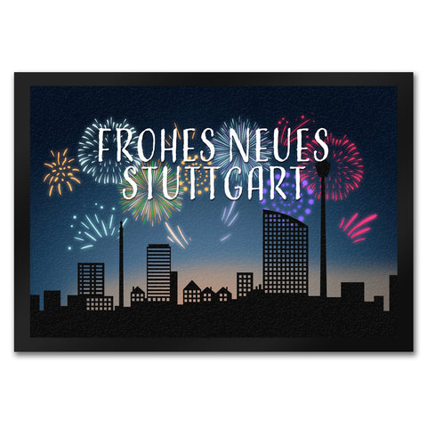 Frohes Neues Stuttgart Fußmatte in 35x50 cm