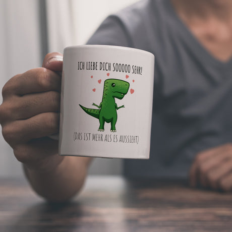 Ich liebe dich sooo sehr! T-Rex Dinosaurier Kaffeebecher