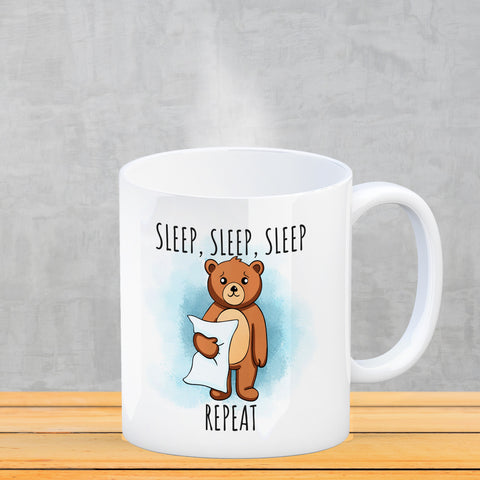 Sleep, Sleep, Sleep, Repeat niedlicher Teddybär Kaffeebecher