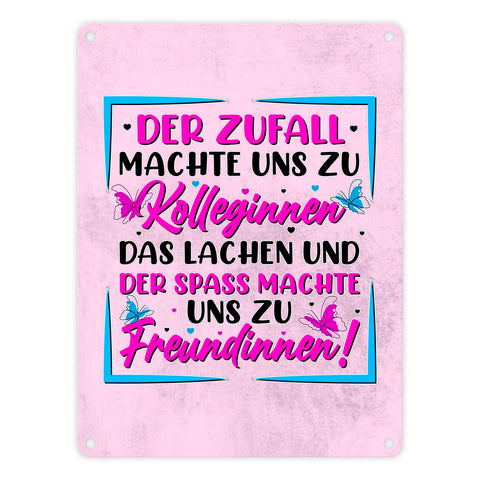 Der Zufall machte uns zu Kolleginnen Metallschild in 15x20 cm mit Spruch zum Thema Freundschaft