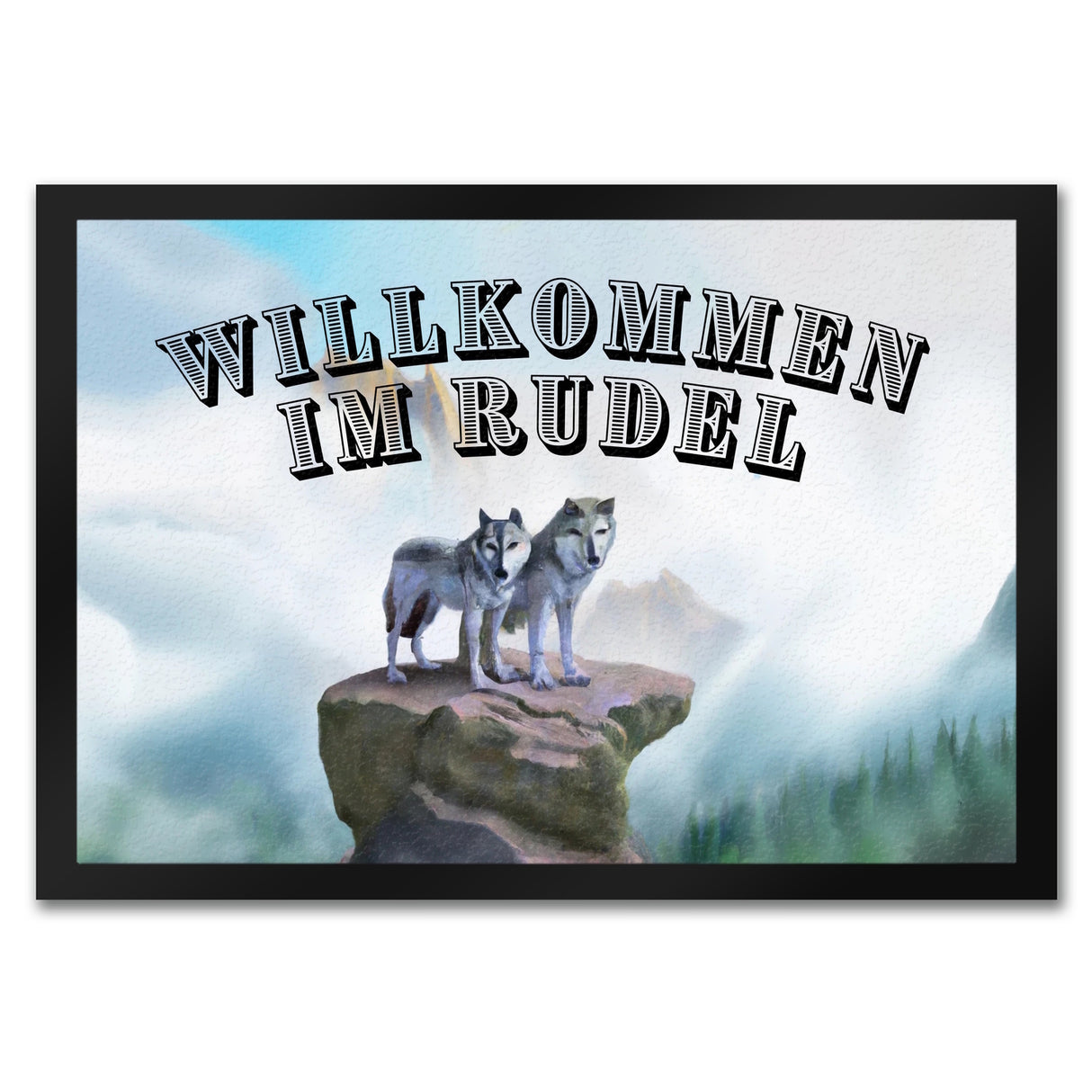 Wolf Fußmatte in 35x50 cm - Willkommen im Rudel