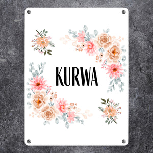 Kurwa Metallschild in 15x20 cm