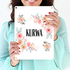 Kurwa Metallschild in 15x20 cm