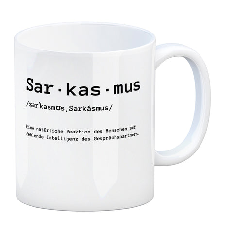 Sarkasmus Definiton Kaffeebecher mit Spruch