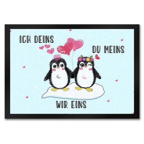 Pinguin Pärchen Fußmatte in 35x50 cm mit Spruch
