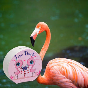 Flamingo Spardose in rosa mit Spruch Love Bank