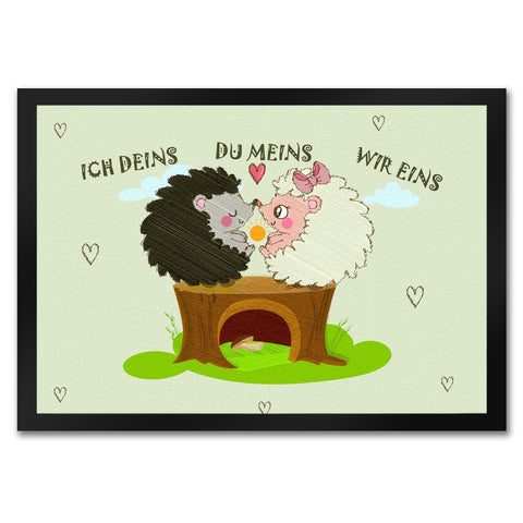 Igel Pärchen Fußmatte in 35x50 cm mit Spruch Ich deins du meins wir eins