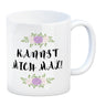 Kannst mich mal! Kaffeebecher mit Spruch und Blumen