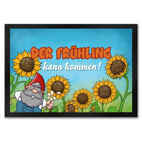 Gartenzwerg Fußmatte mit Spruch Der Frühling kann kommen