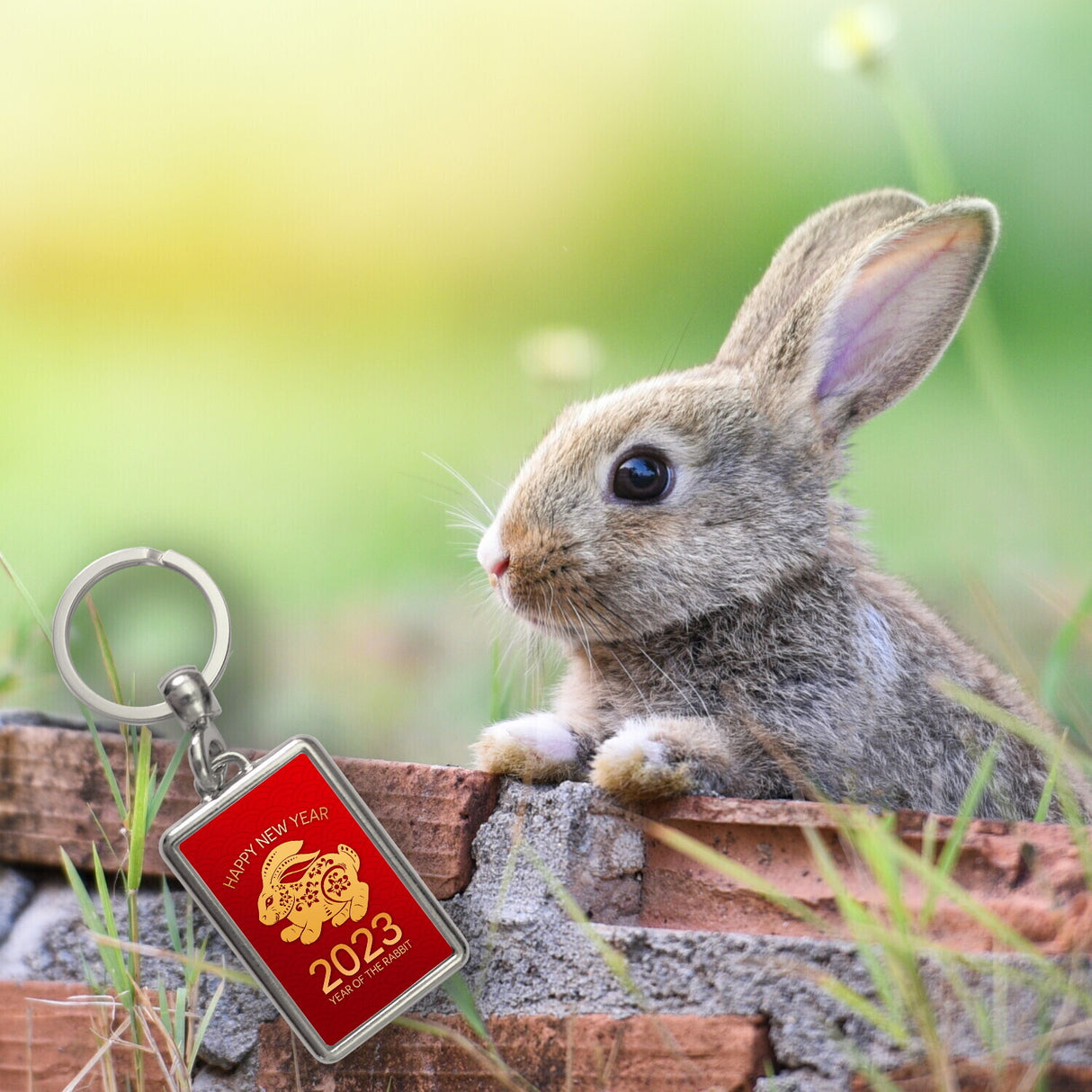 Happy New Year of the Rabbit 2023 Schlüsselanhänger mit Kaninchen