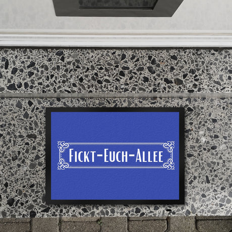 Fickt-Euch-Allee Fußmatte in 35x50 cm mit Spruch Retro Straßenschild