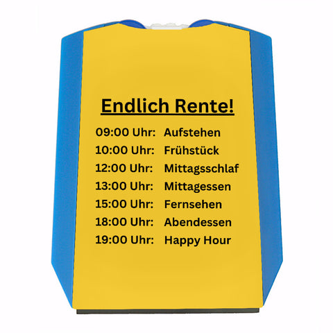 Endlich Rente Parkscheibe mit To-Do Liste und Einkaufswagenchips