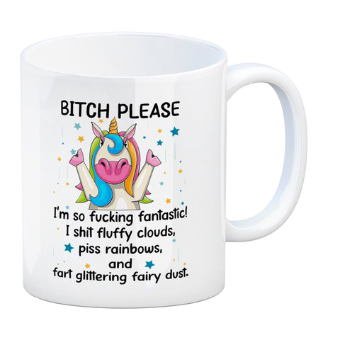 Einhorn Kaffeebecher mit Spruch - Bitch Please