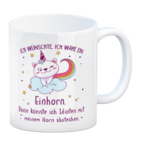 Katzen-Einhorn Kaffeebecher : Ich wünschte ich wäre ein Einhorn