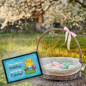 Schönen Frühling und frohe Ostern Fußmatte mit Spruch und Küken
