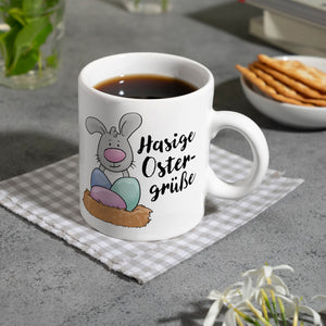 Hasige Ostergrüße Kaffeebecher mit niedlichem Osterhasen