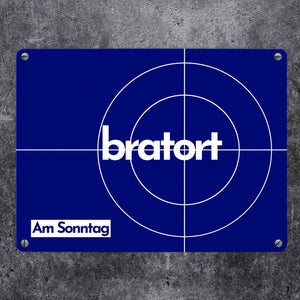 Bratort Metallschild in 15x20 cm mit Spruch: Bratort Am Sonntag