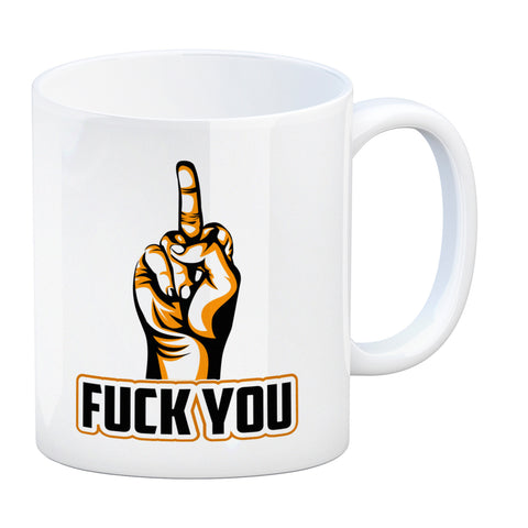 Fuck You Kaffeebecher mit Mittelfinger Motiv