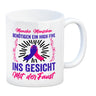 High Five Kaffeebecher mit Spruch: High Five ins Gesicht mit der Faust