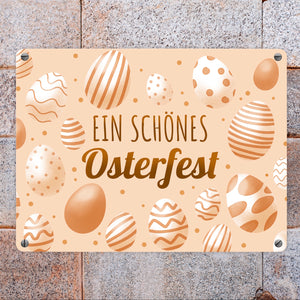 Ein schönes Osterfest Metallschild mit Ostereiern