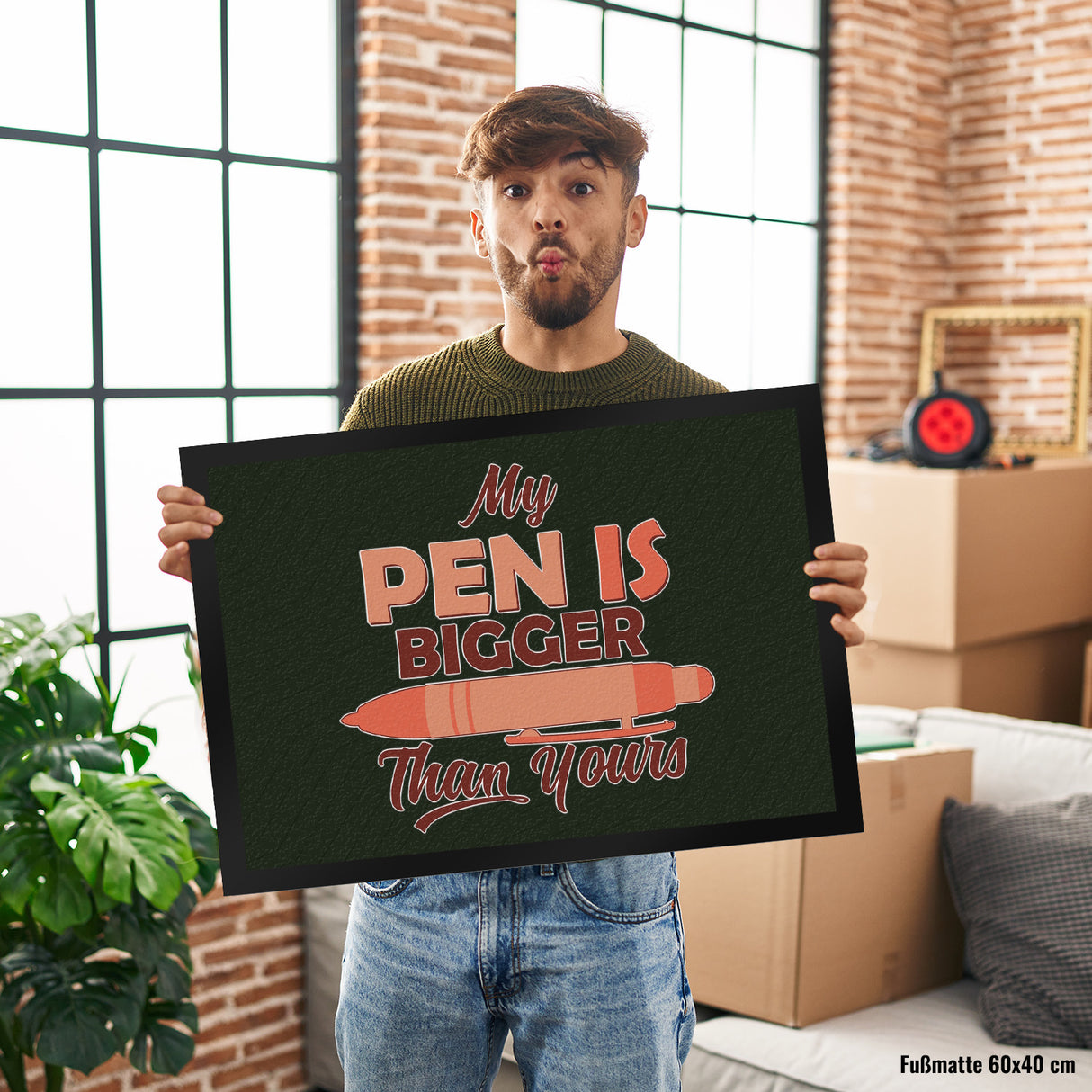 Penis Fußmatte in 35x50 cm mit Spruch My Pen is bigger than yours