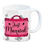 Just married Hochzeit Kaffeebecher mit pinkem Koffer