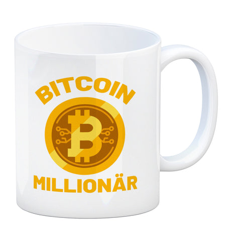 Bitcoin Millionär Kaffeebecher mit Kryptowährung