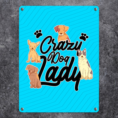 Hunde Metallschild in 15x20 cm Crazy Dog Lady für Hundeliebhaber