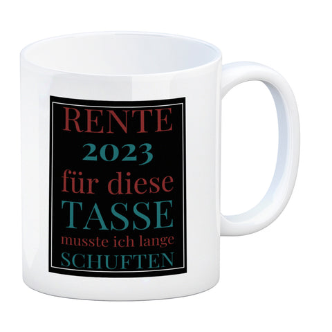 Rente 2023 Kaffeebecher eine bunte Tasse für Rentner
