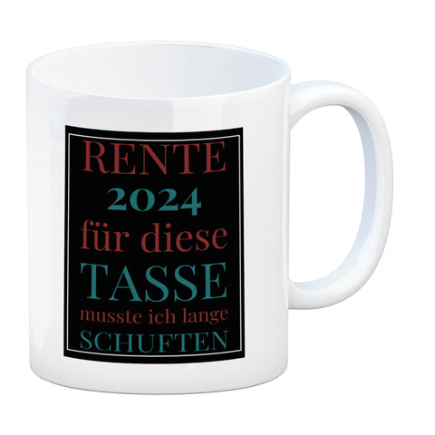 Rente 2024 Kaffeebecher eine bunte Tasse für Rentner