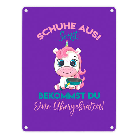 Schuhe aus Einhorn Metallschild in 15x20 cm Du bekommst eine Übergebraten in lila