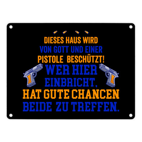 Hausbeschützer Metallschild in 15x20 cm mit Spruch