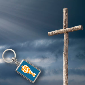 Jesus-Fisch Schlüsselanhänger in dunkelblau zur Konfirmation