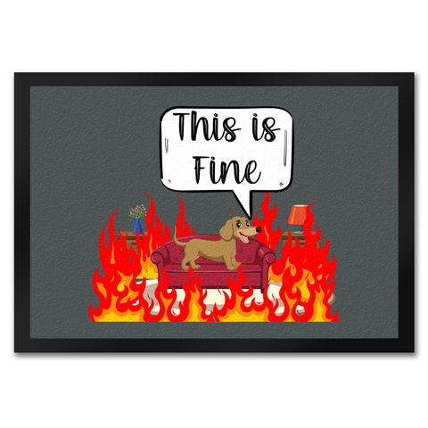 This is fine Fußmatte in 35x50 cm Dackel in brennendem Wohnzimmer