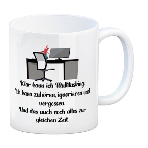 Multitasking Ironie Kaffeebecher mit Spruch für das Büro