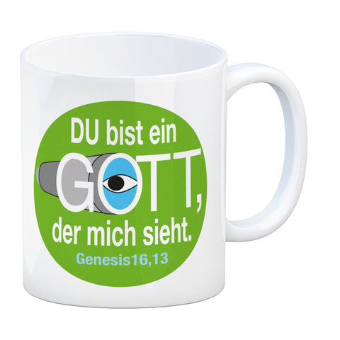 Du bist ein Gott, der mich sieht. Kaffeebecher mit Bibel Zitat