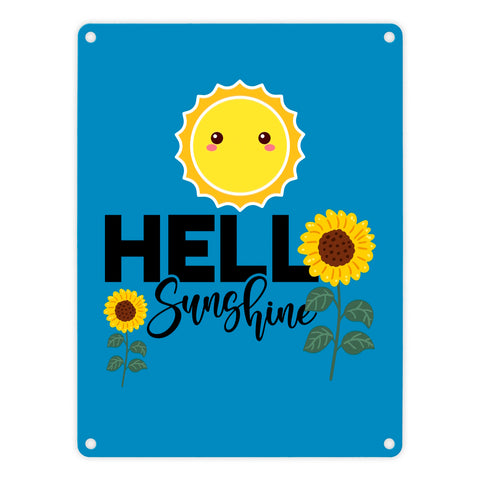 Gute Laune Metallschild in 15x20 cm mit Spruch Hello Sunshine