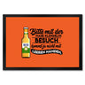 Bitte mit der Nase klingeln Fußmatte in 35x50 cm in orange mit Spruch und Biermotiv