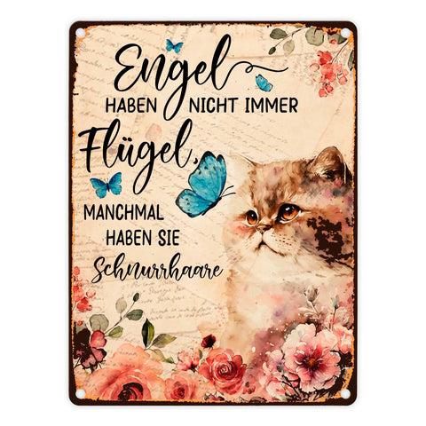 Katzen sind Engel Metallschild in 15x20 cm mit Spruch für Katzenbesitzer