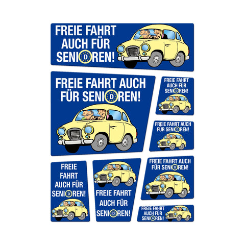 Freie Fahrt auch für Senioren Magnet-Set mit Oldtimer Motiv